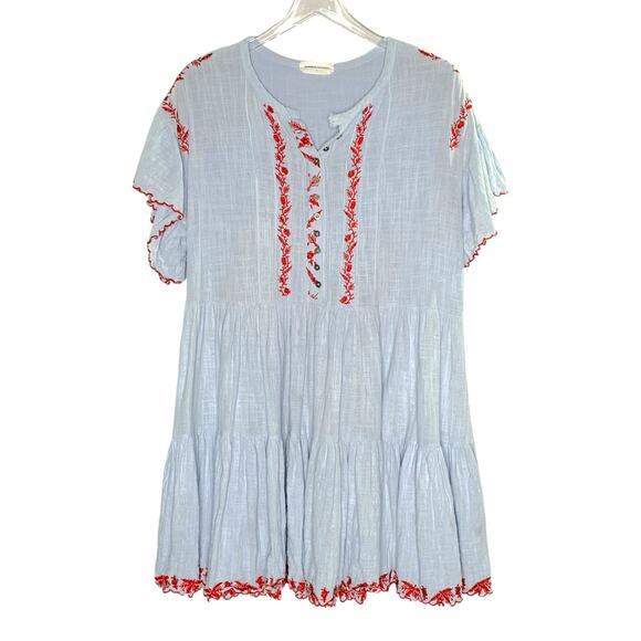Goodnight Macaroon L Baby Blue Tiered Ruffle Mini Dress Embroidery *flaw - Picture 2 of 9